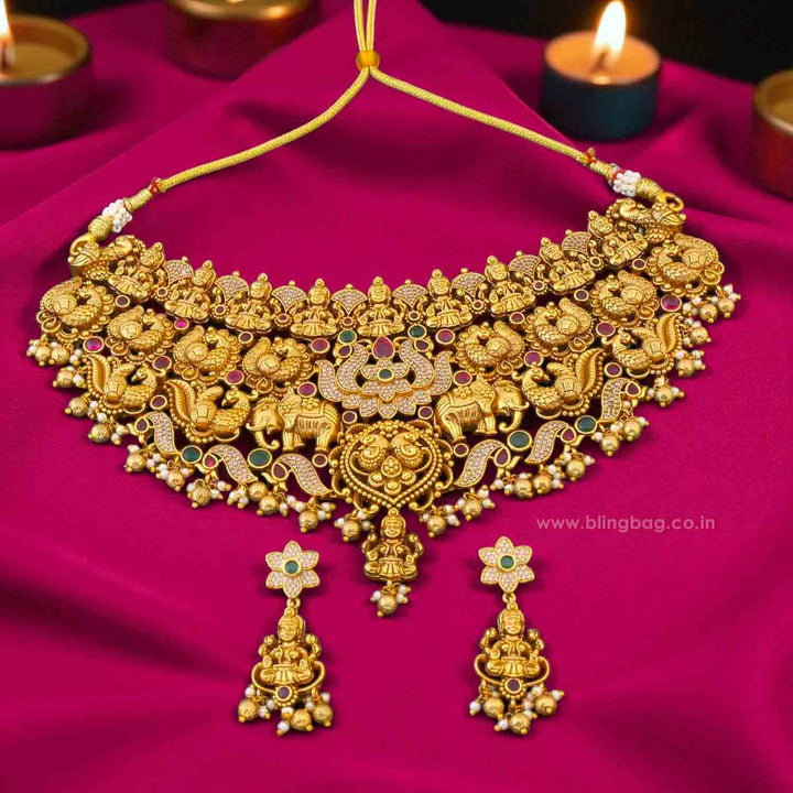 Multicolor Padmavatitaa Temple Jewellery Set - New Arrival