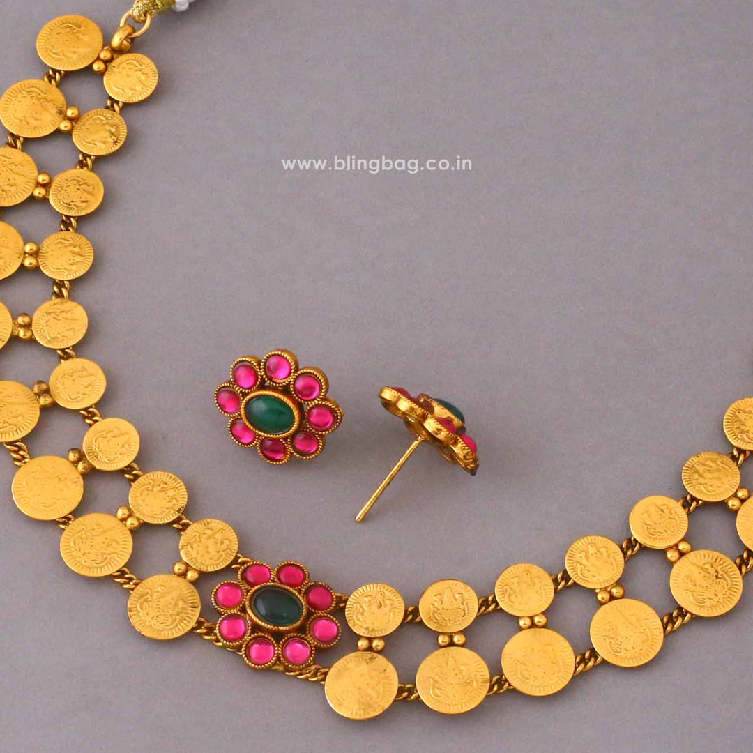 Multicolor Padmaya Temple Jewellery Set- New Arrival