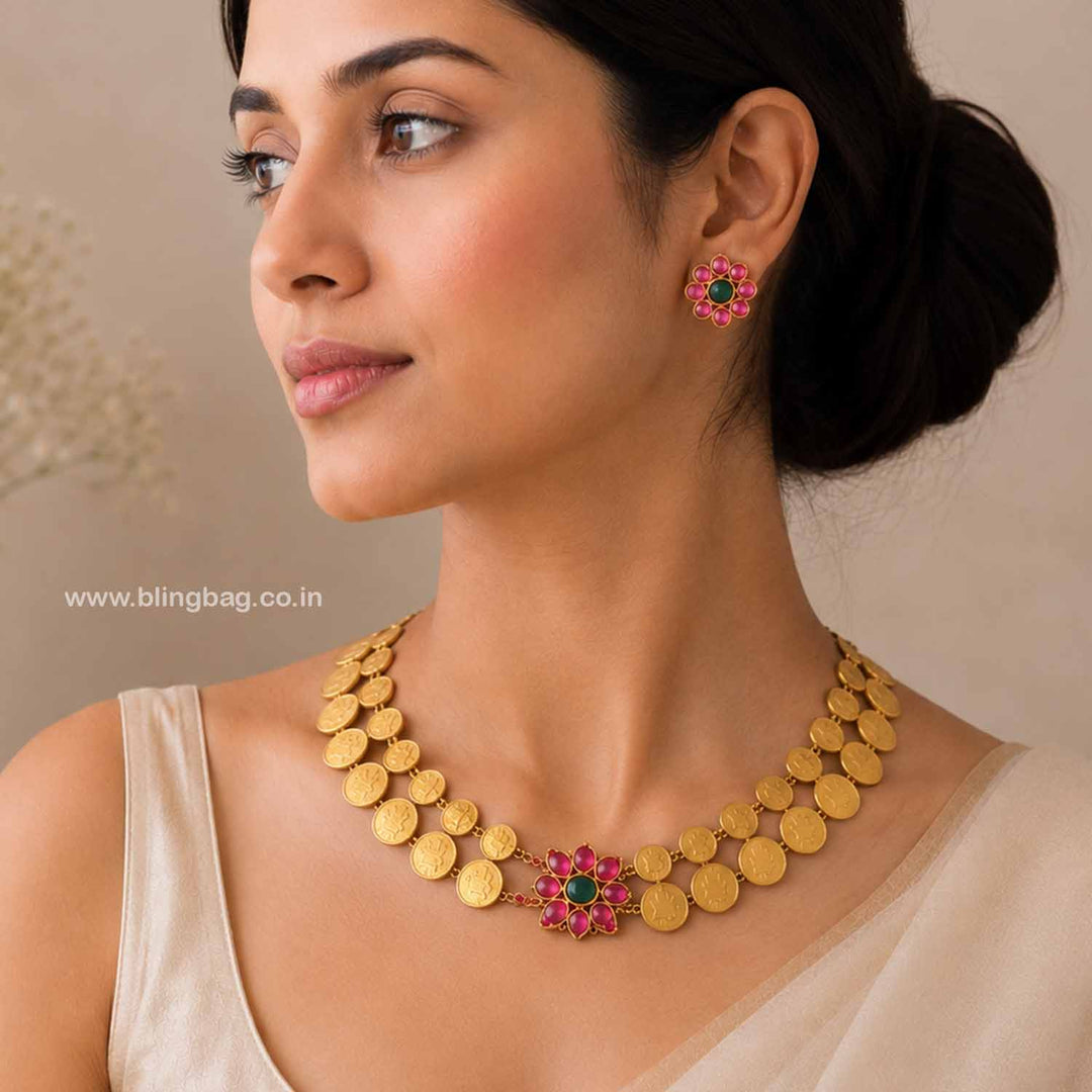 Multicolor Padmaya Temple Jewellery Set- New Arrival
