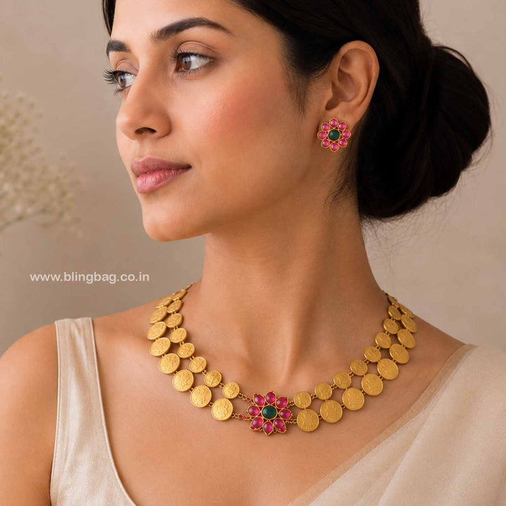 Multicolor Padmaya Temple Jewellery Set- New Arrival