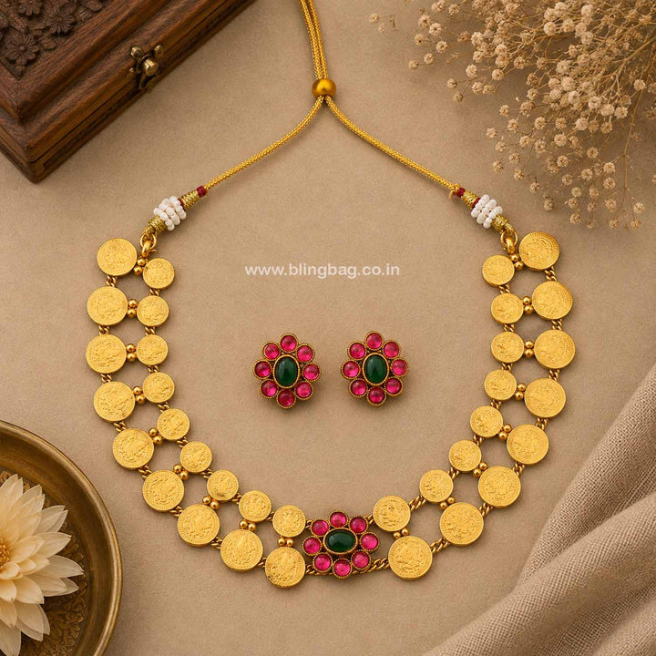 Multicolor Padmaya Temple Jewellery Set- New Arrival