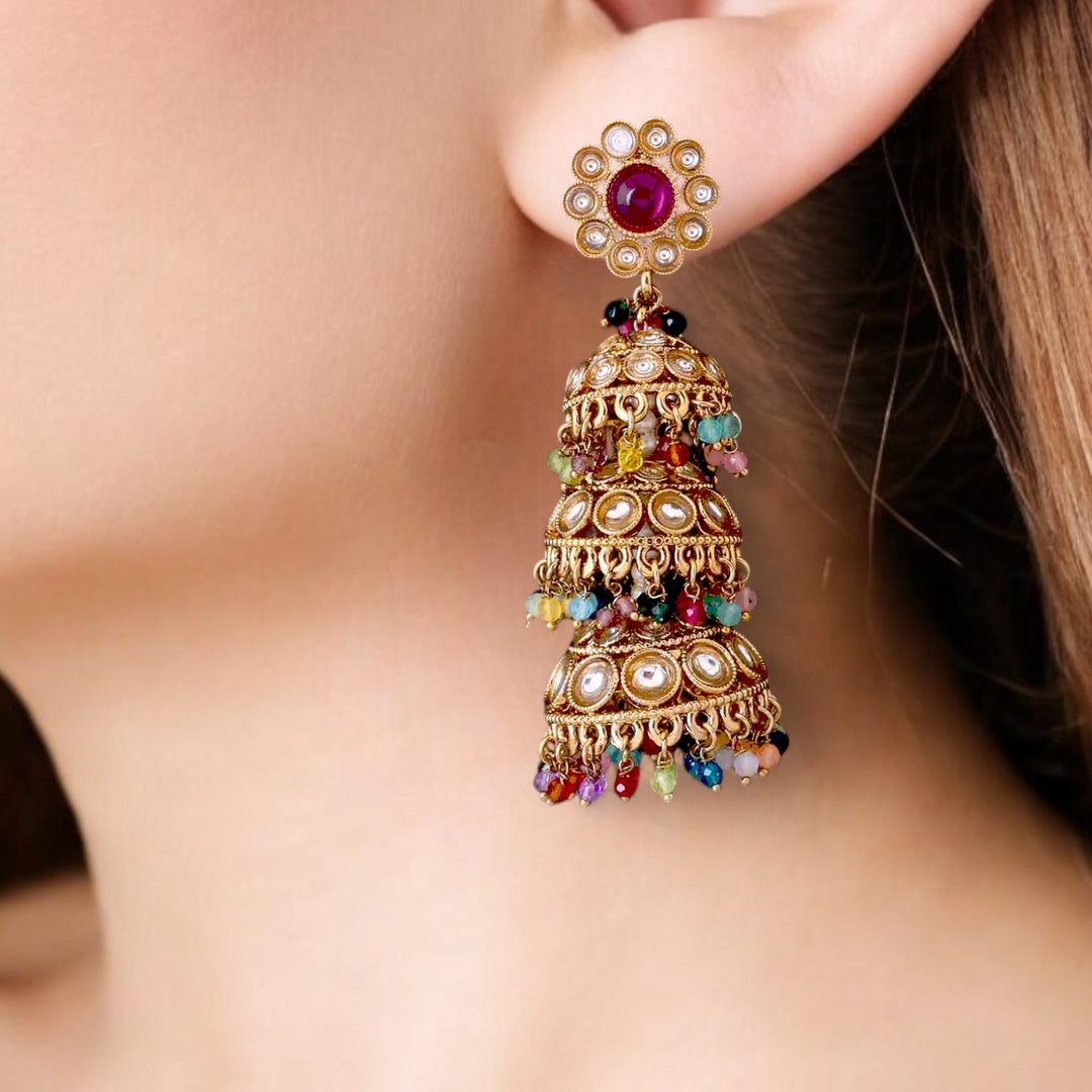 Multicolor Pankhuri Jhumkis