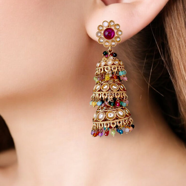 Multicolor Pankhuri Jhumkis