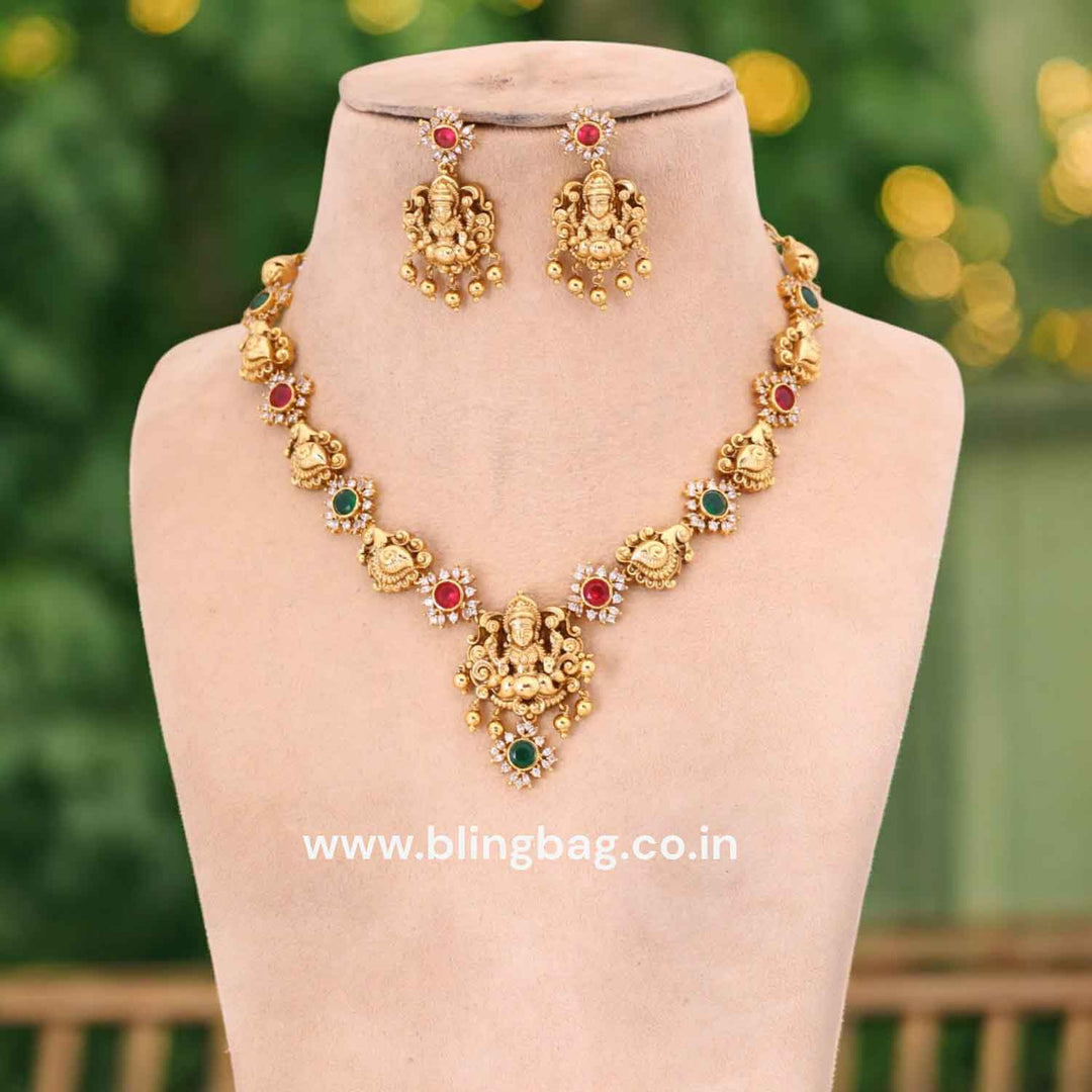 Multicolor Paripurnayai Temple Jewellery Set- New Arrival