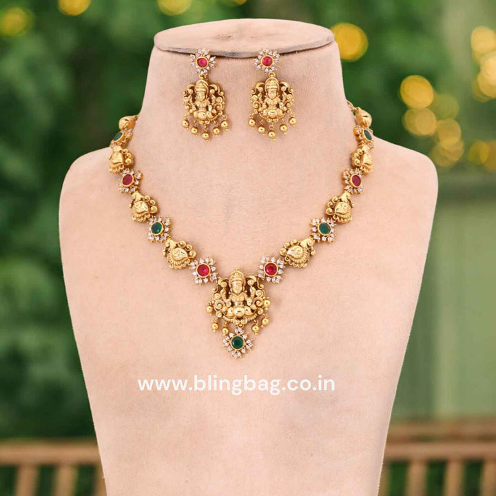 Multicolor Paripurnayai Temple Jewellery Set- New Arrival