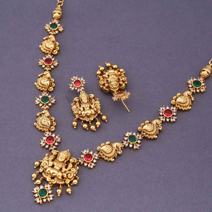 Multicolor Paripurnayai Temple Jewellery Set- New Arrival