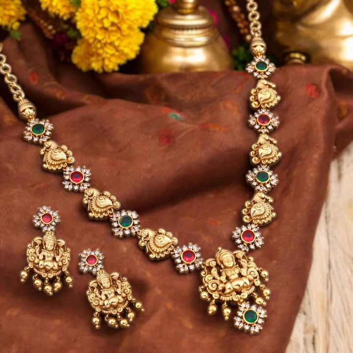 Multicolor Paripurnayai Temple Jewellery Set- New Arrival