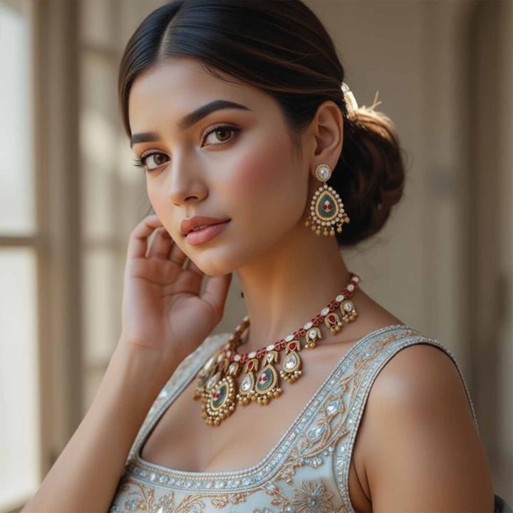 Multicolor Pavani Heritage Jewellery Set - New Arrival