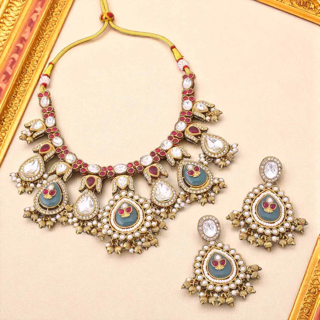 Multicolor Pavani Heritage Jewellery Set - New Arrival
