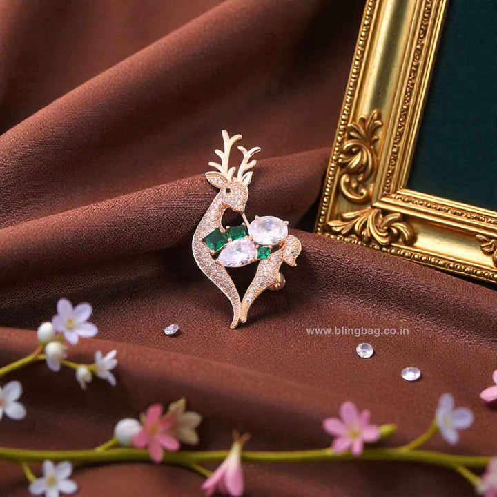 Multicolor Pave deer Brooch
