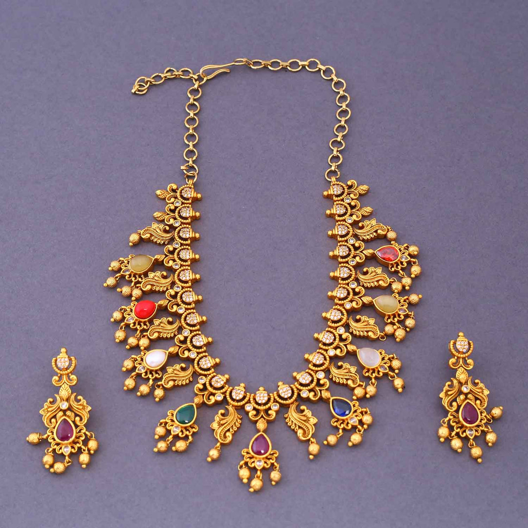 Multicolor Payal Antique Jewellery Set - New Arrival