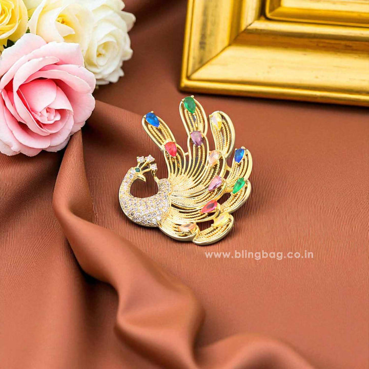 Multicolor Peacock Brooch