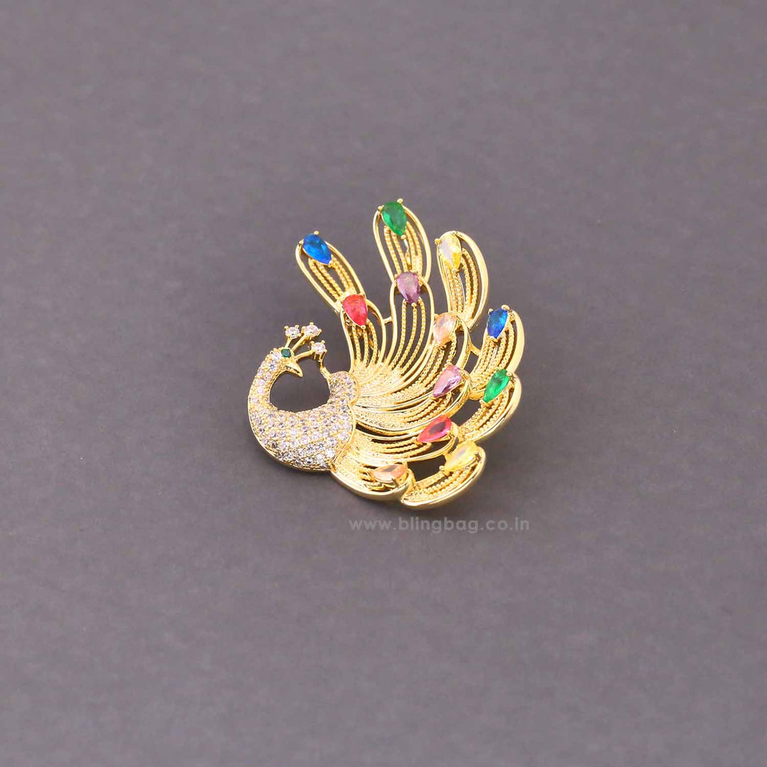 Multicolor Peacock Brooch
