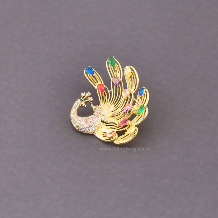 Multicolor Peacock Brooch