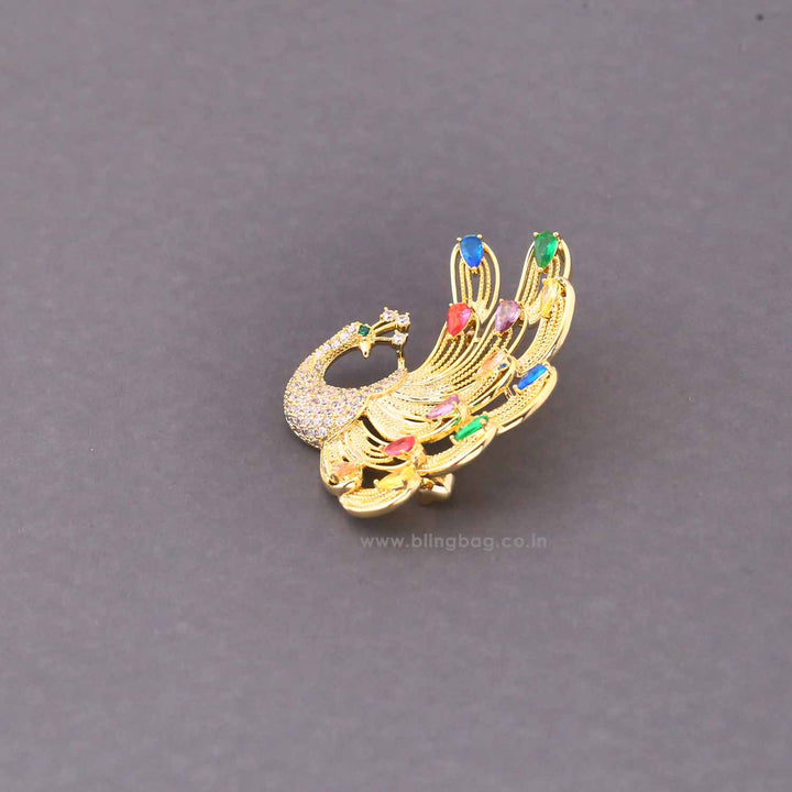 Multicolor Peacock Brooch