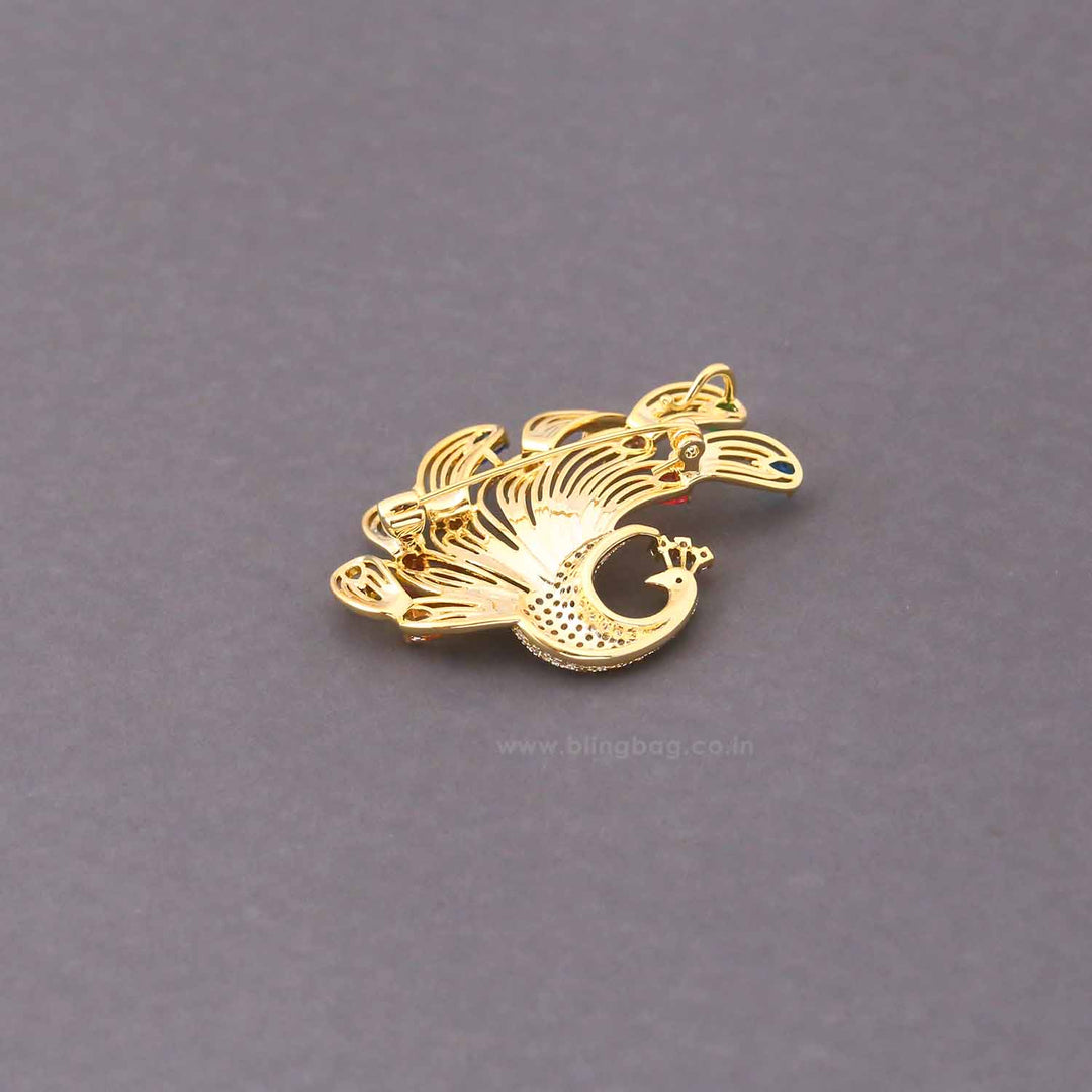 Multicolor Peacock Brooch
