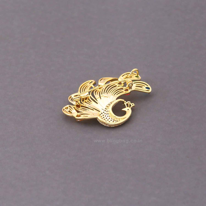 Multicolor Peacock Brooch