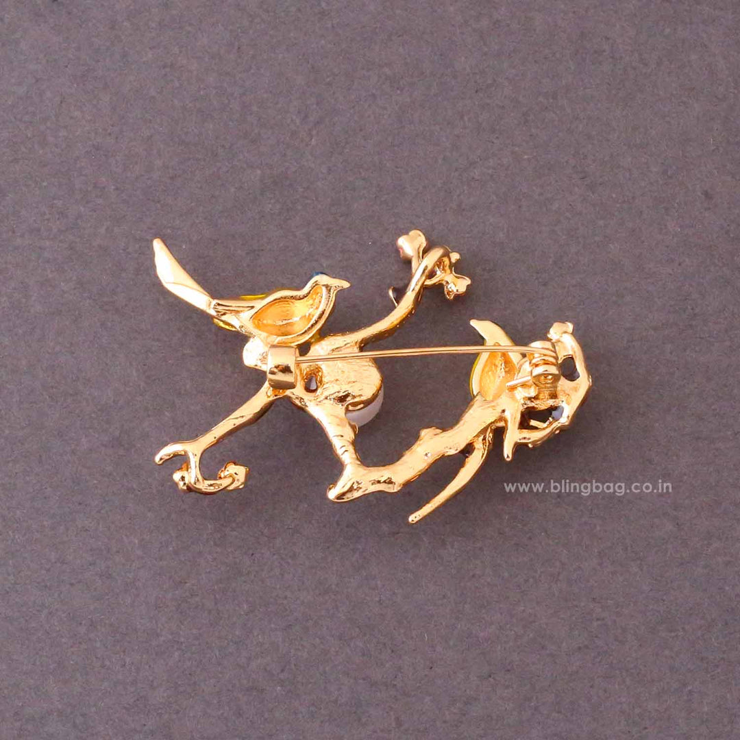 Multicolor Pearl Birds Brooch