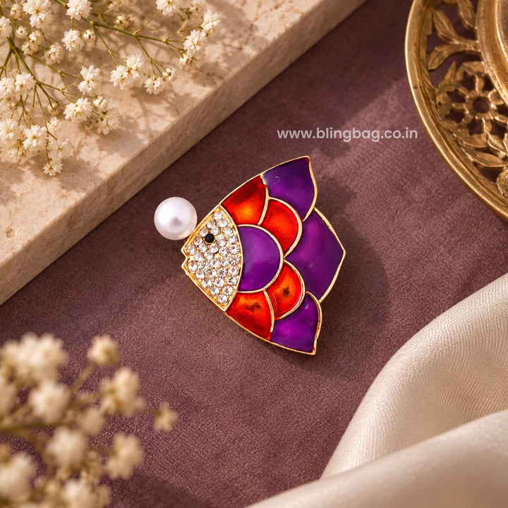 Multicolor Pearl Fish Brooch