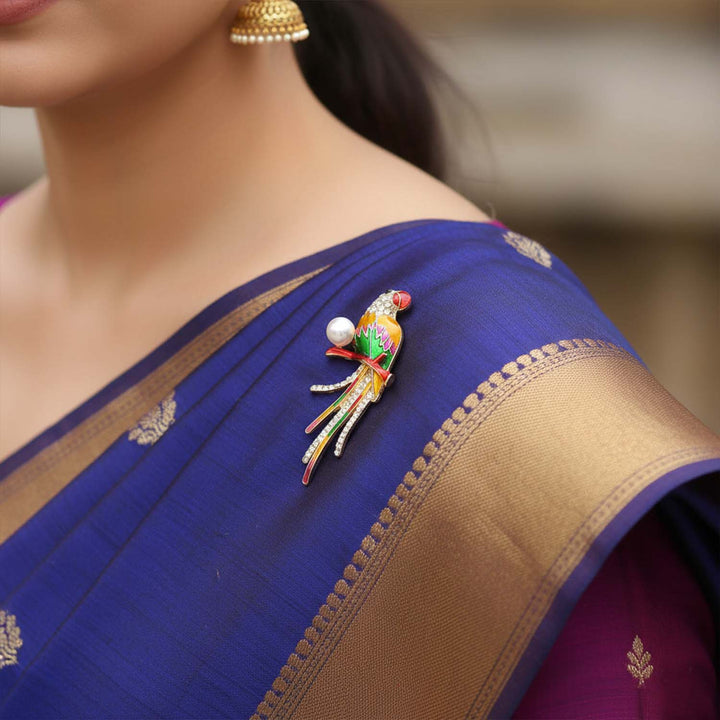 Multicolor Pearl Parrot Brooch