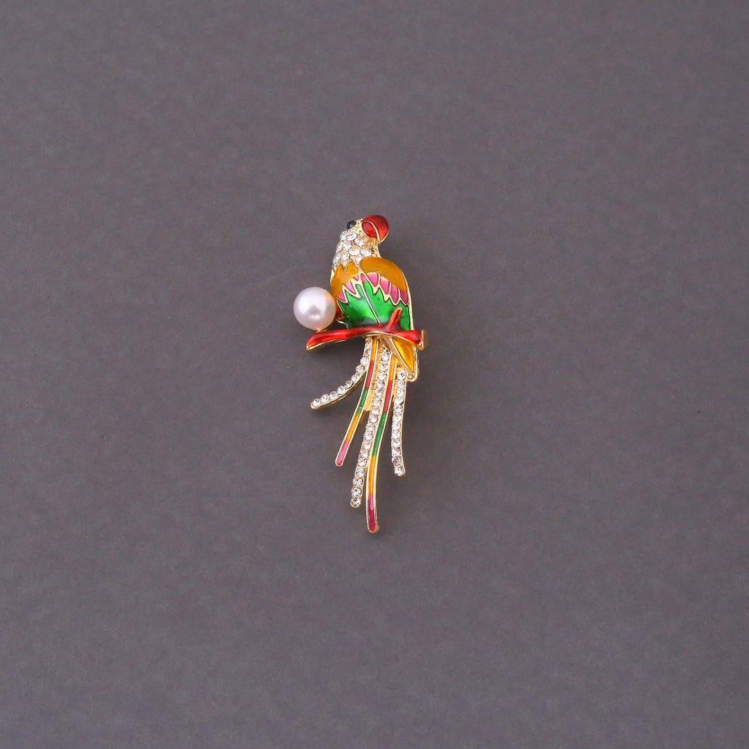 Multicolor Pearl Parrot Brooch