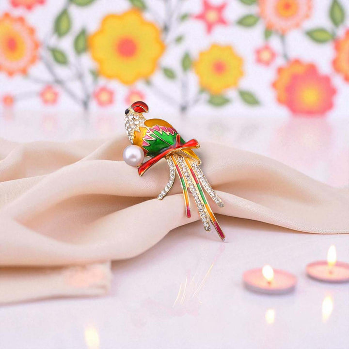 Multicolor Pearl Parrot Brooch