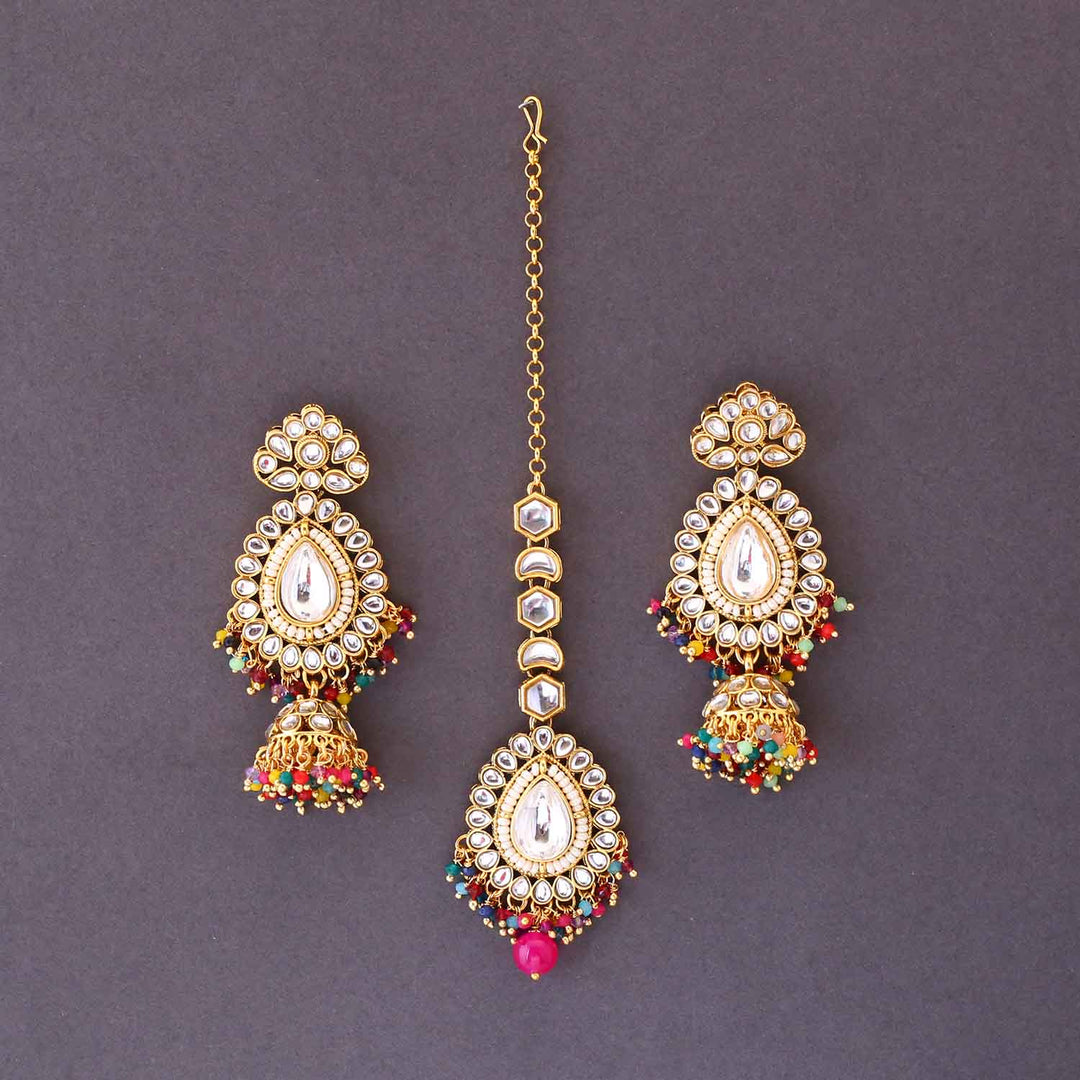 Multicolor Pippali Maang Tikka Set