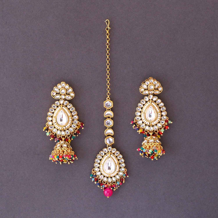 Multicolor Pippali Maang Tikka Set