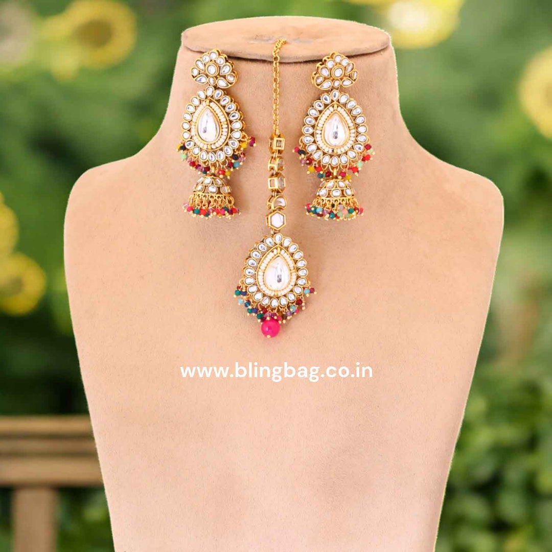 Multicolor Pippali Maang Tikka Set