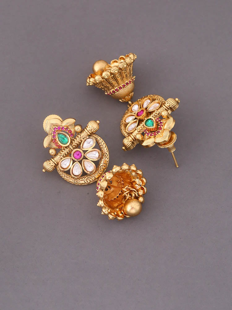 Multicolor Prisha Temple Jhumkis