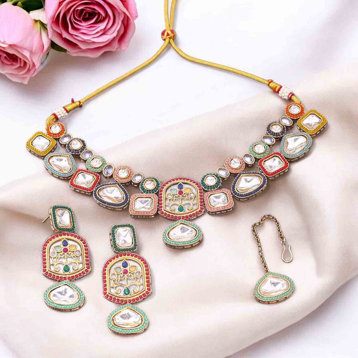 Multicolor Pritrushi Kundan Jewellery Set