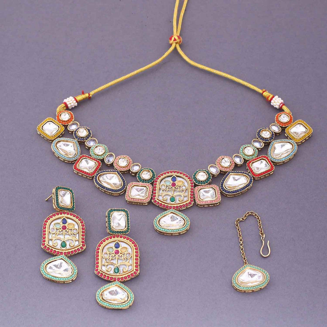 Multicolor Pritrushi Kundan Jewellery Set