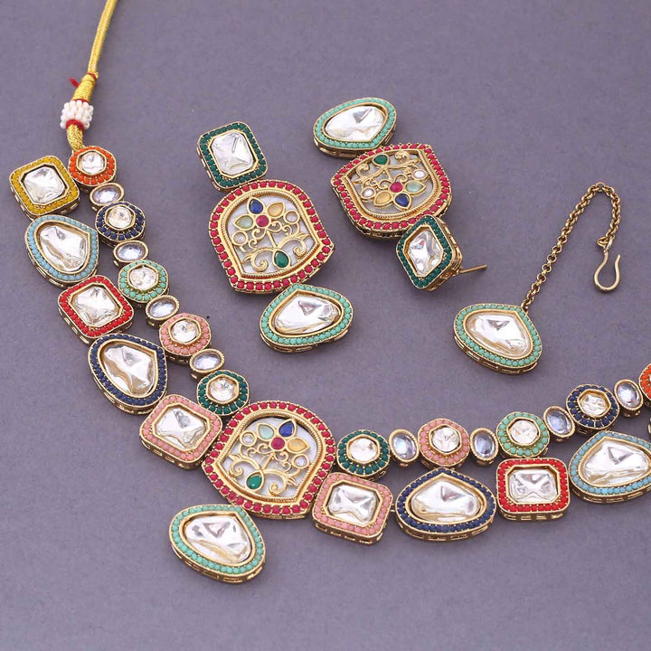 Multicolor Pritrushi Kundan Jewellery Set
