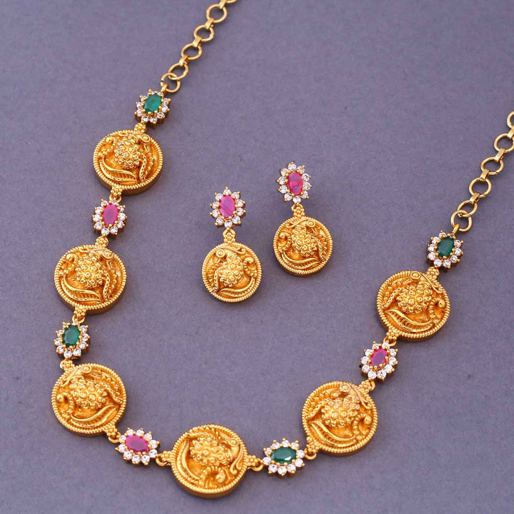 Multicolor Priyai Temple Jewellery Set- New Arrival