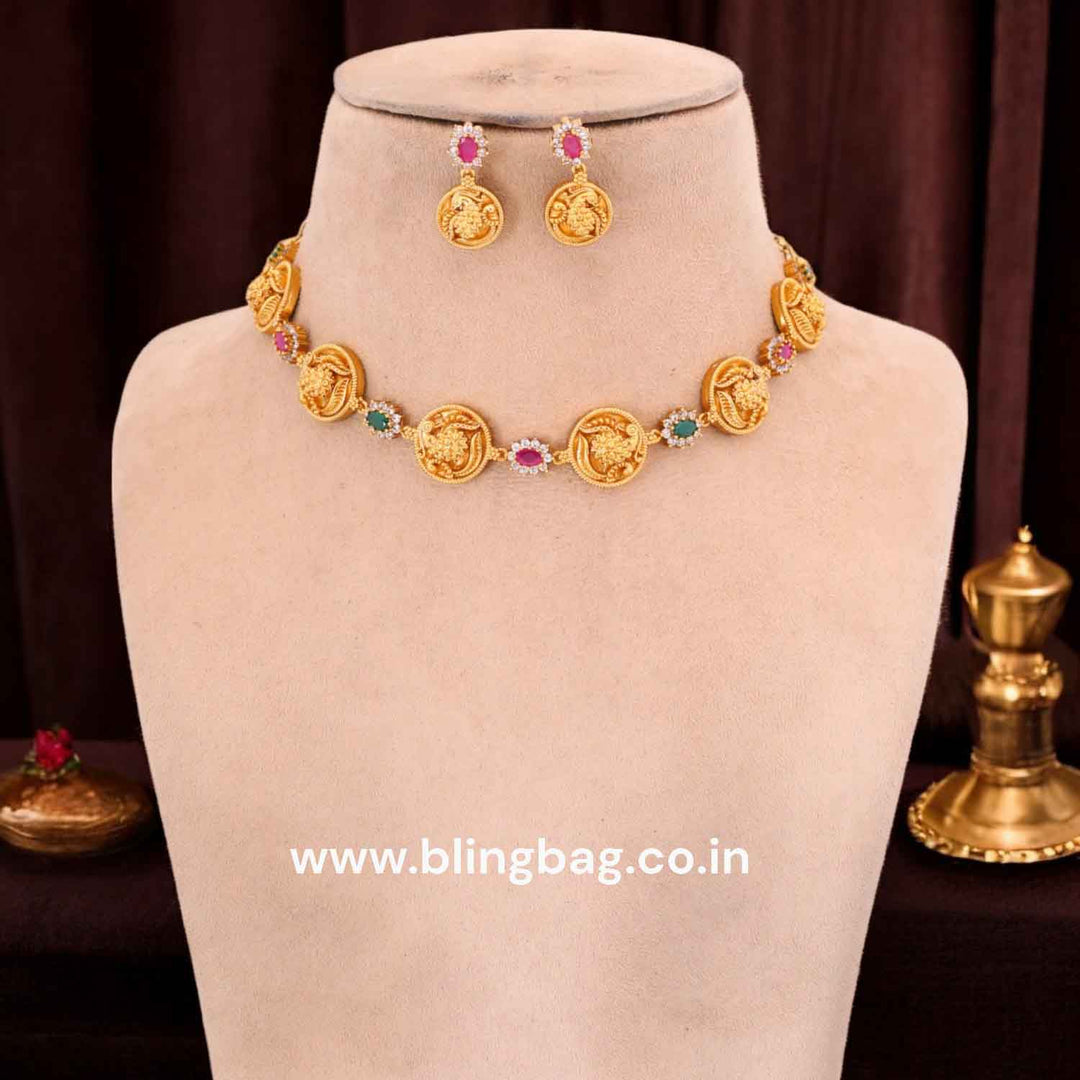 Multicolor Priyai Temple Jewellery Set- New Arrival