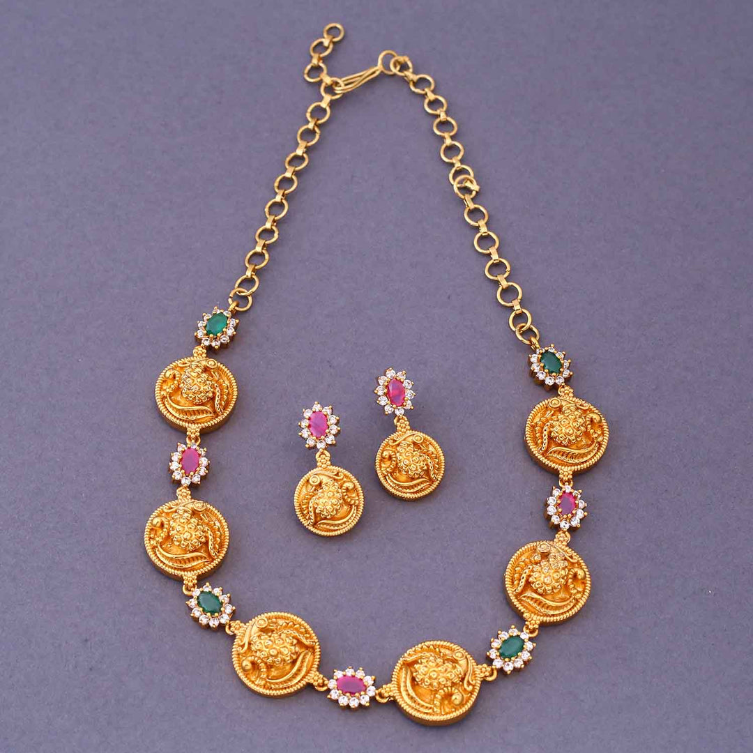 Multicolor Priyai Temple Jewellery Set- New Arrival