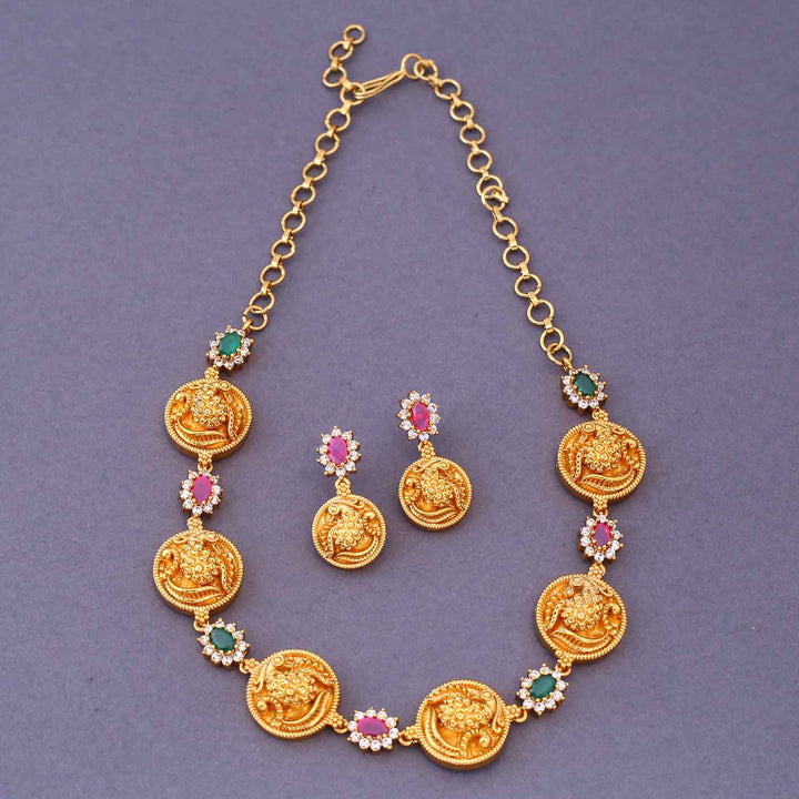 Multicolor Priyai Temple Jewellery Set- New Arrival