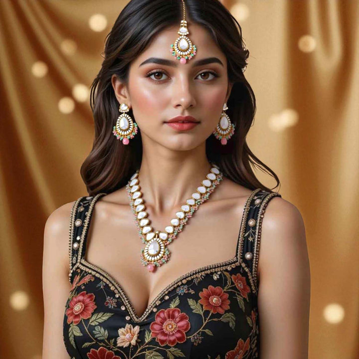 Multicolor Qanita Kundan Jewellery Set