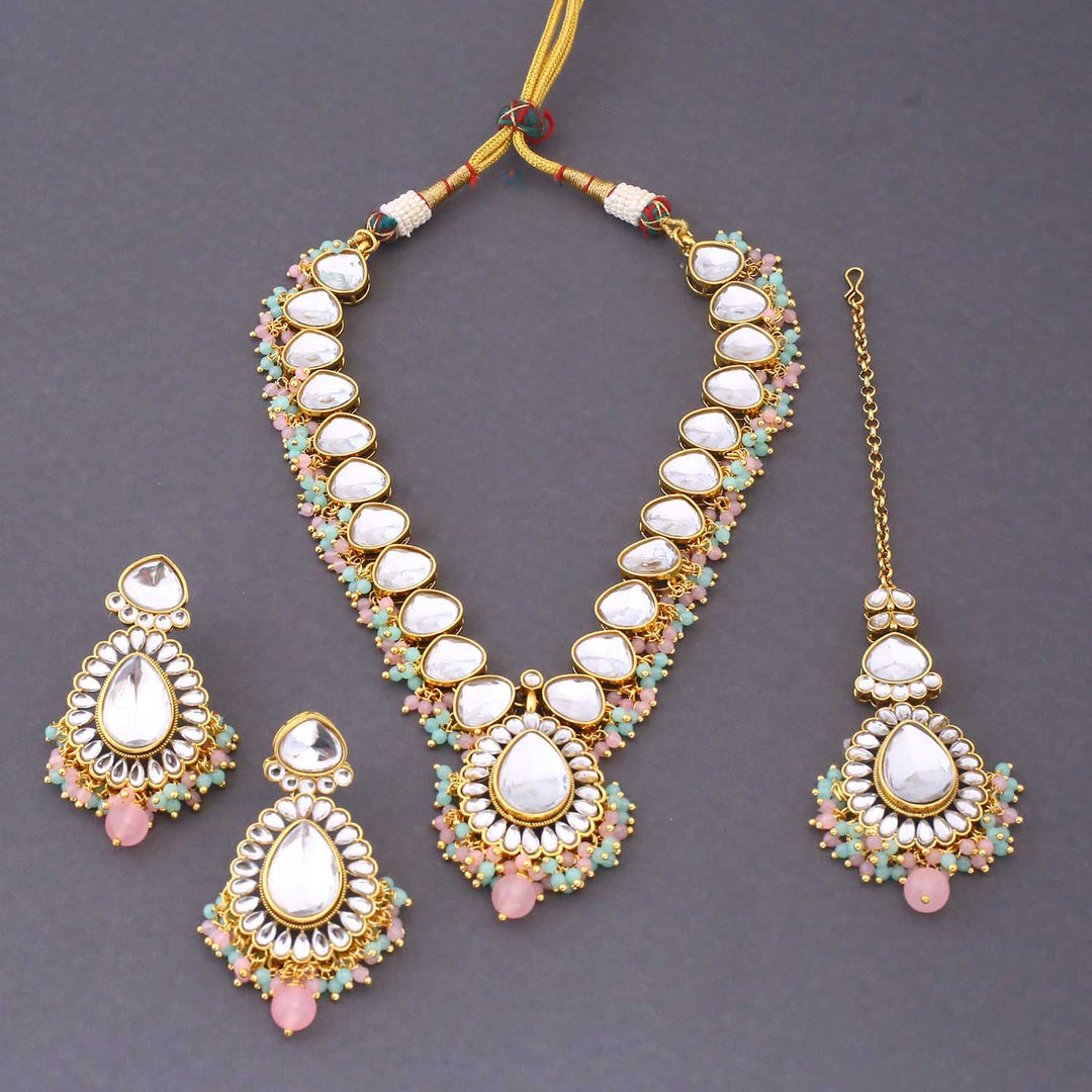 Multicolor Qanita Kundan Jewellery Set