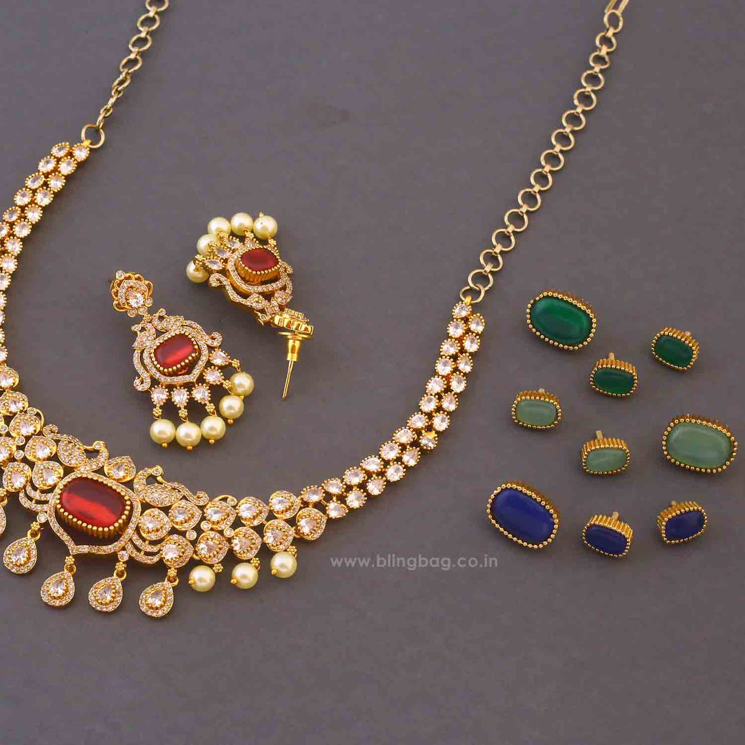 Multicolor Qianat Changeable Antique Jewellery Set - New Arrival