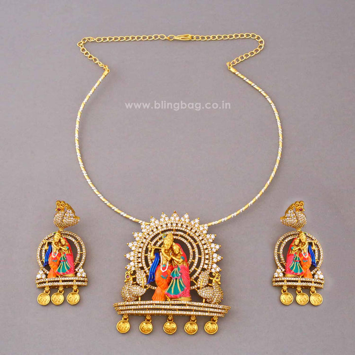 Multicolor Radha Pendant Set