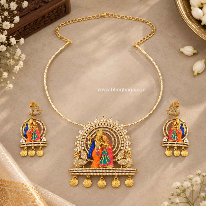 Multicolor Radha Pendant Set