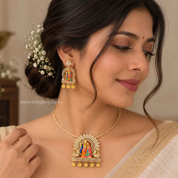 Multicolor Radha Pendant Set