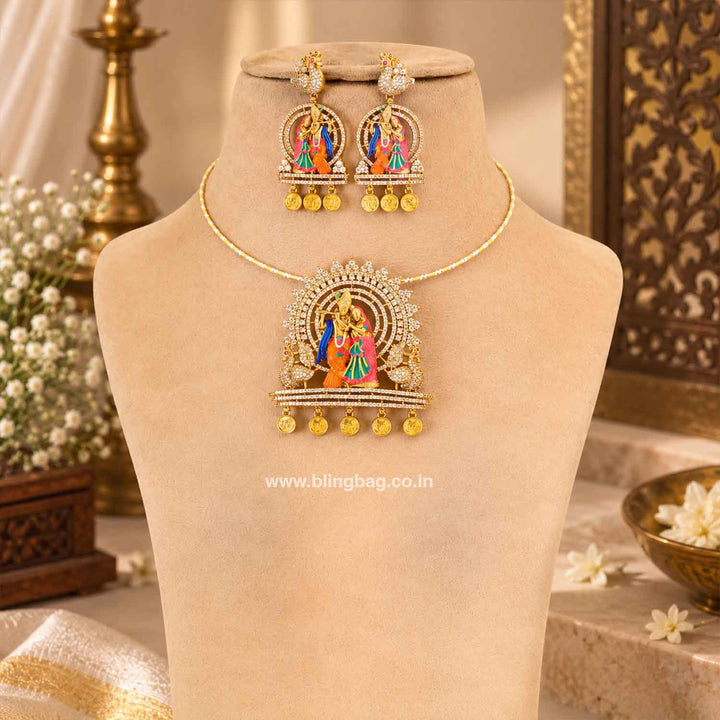Multicolor Radha Pendant Set