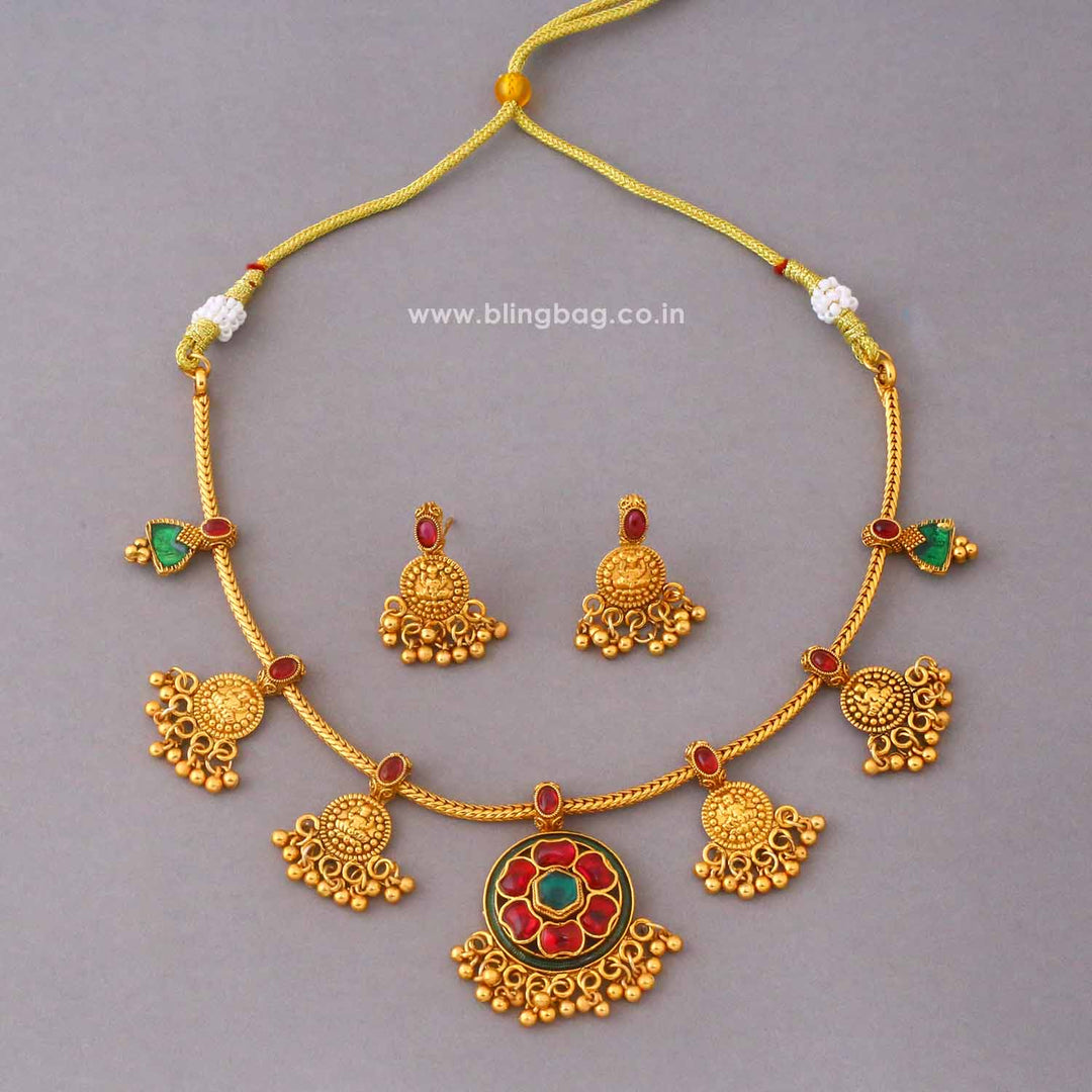 Multicolor Radhaika Temple Jewellery Set- New Arrival