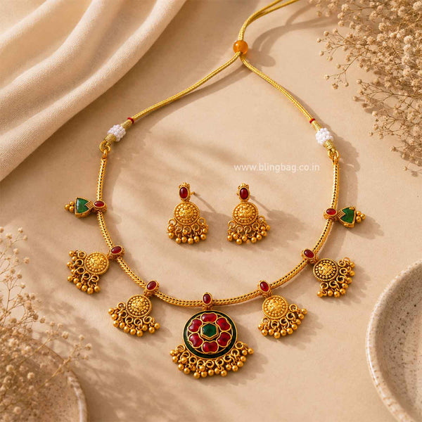 Multicolor Radhaika Temple Jewellery Set- New Arrival