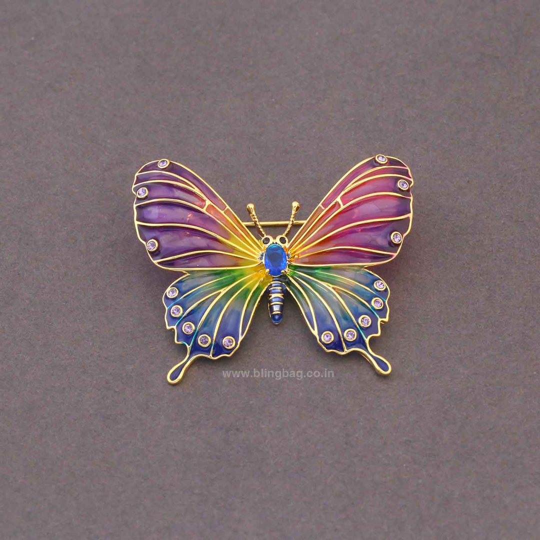 Multicolor Rainbow Butterly Brooch