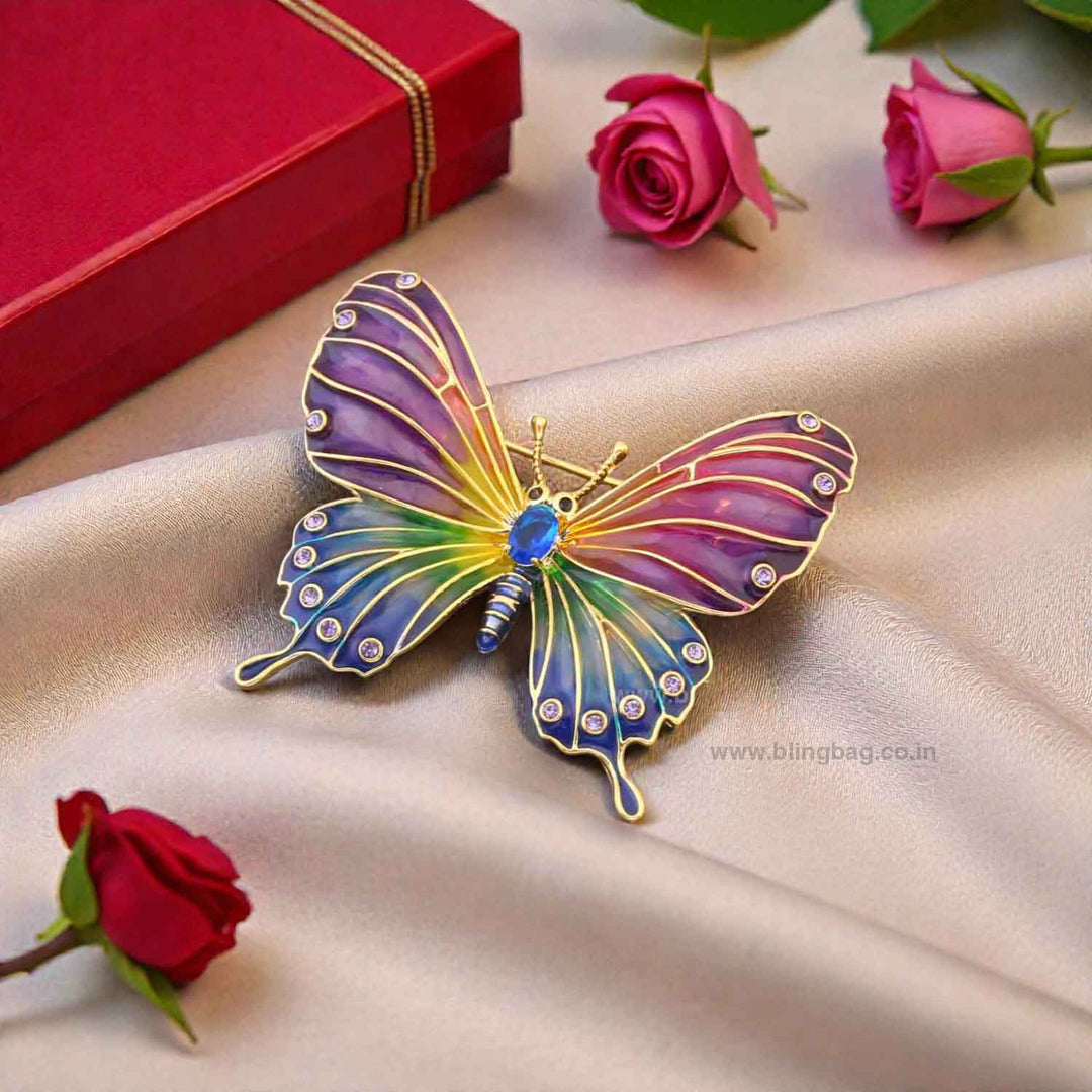 Multicolor Rainbow Butterly Brooch