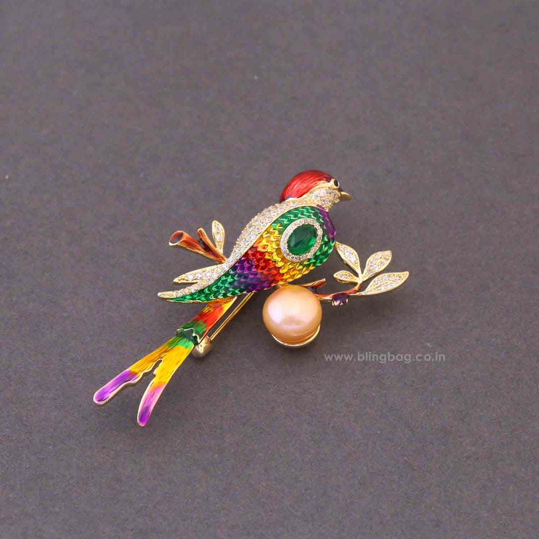 Multicolor Rainbow Sparrow Brooch