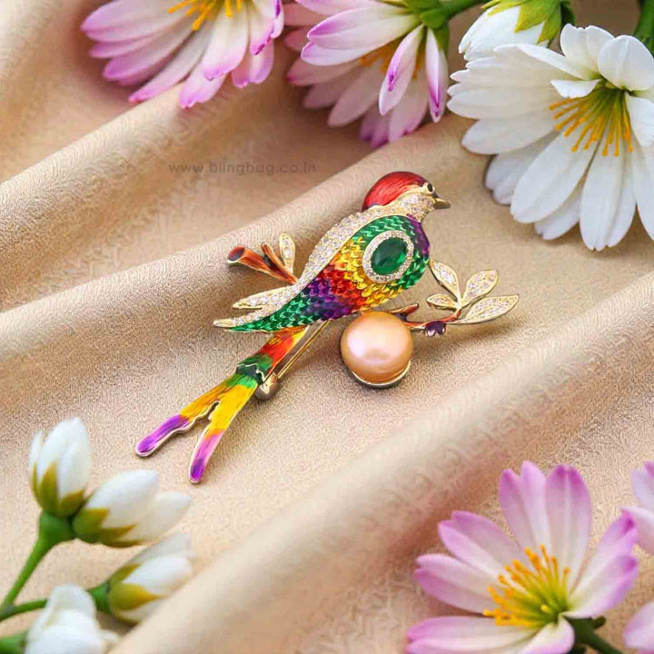 Multicolor Rainbow Sparrow Brooch